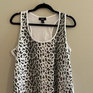 AGB Women's Leopard Print Tank Top - Black and White